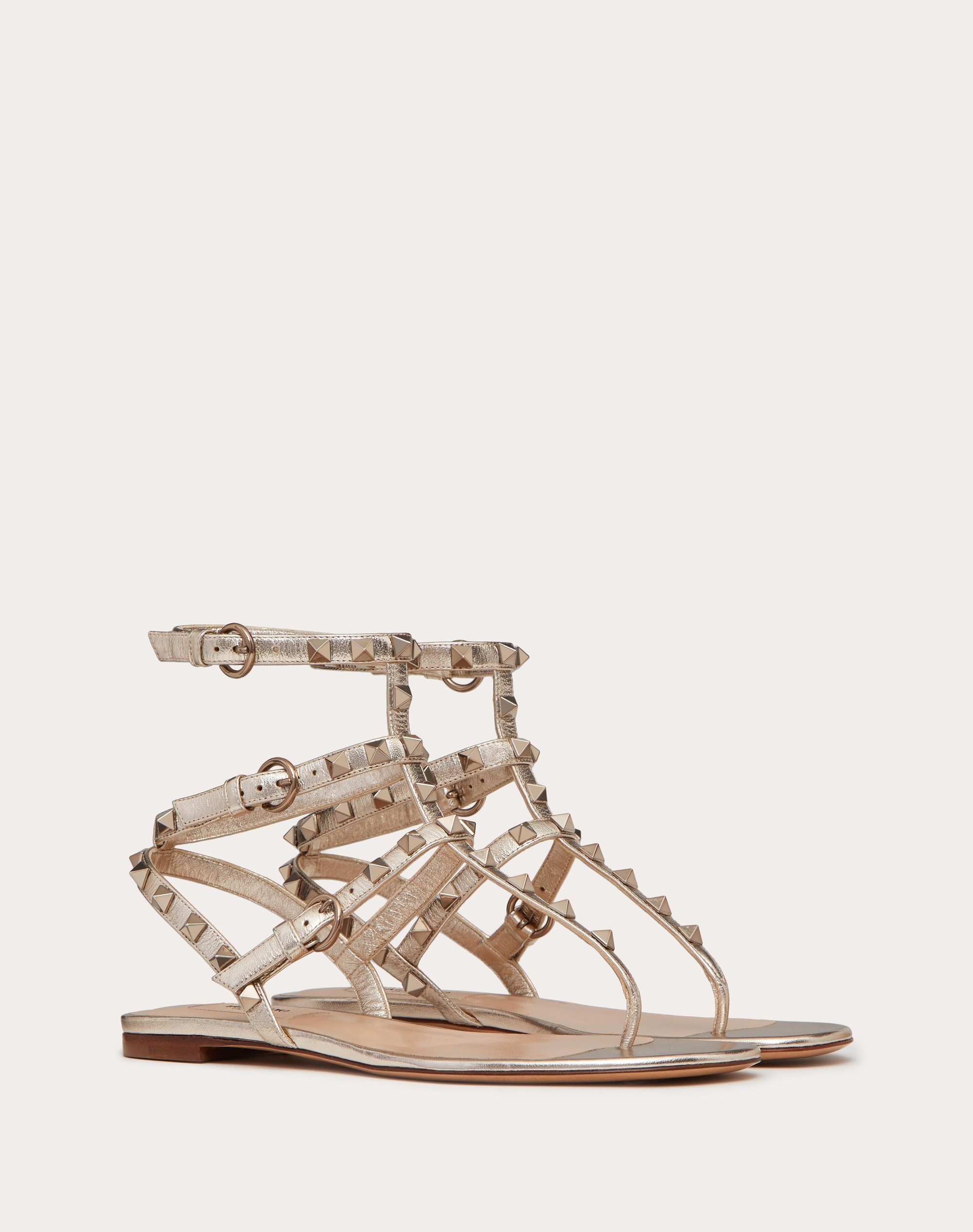 サンダル・ミュール ROCKSTUD PUMP SANDALS Rockstud Flatform Sandal In Calfskin 45mm for Woman in