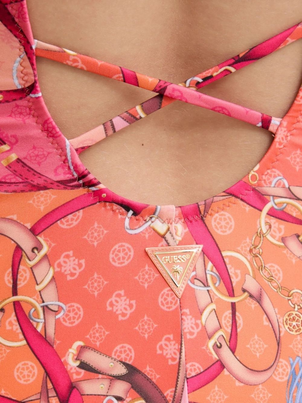 chain-embellished print swimsuit - 4