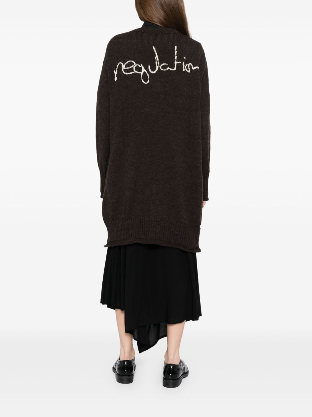 logo-printed v-neck cardigan - 4