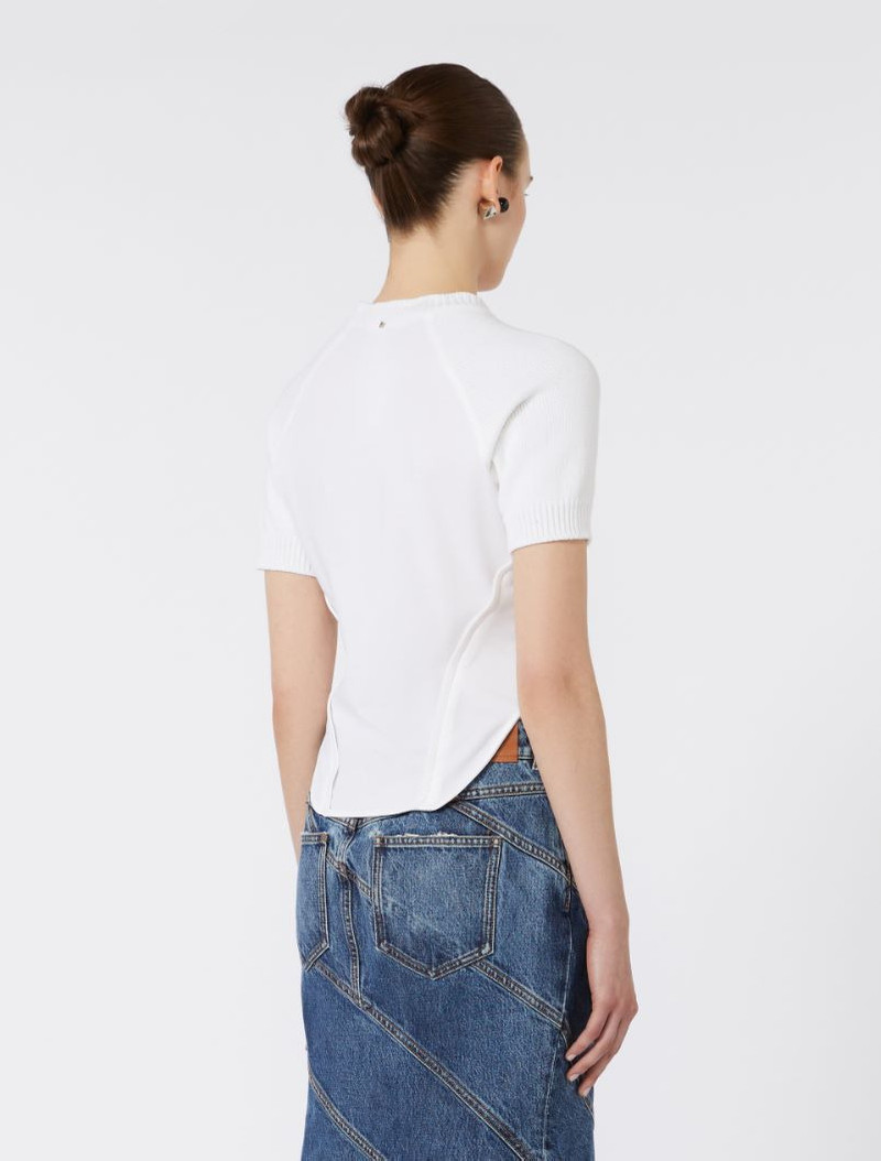 Short-sleeve stretch cotton top - white 3