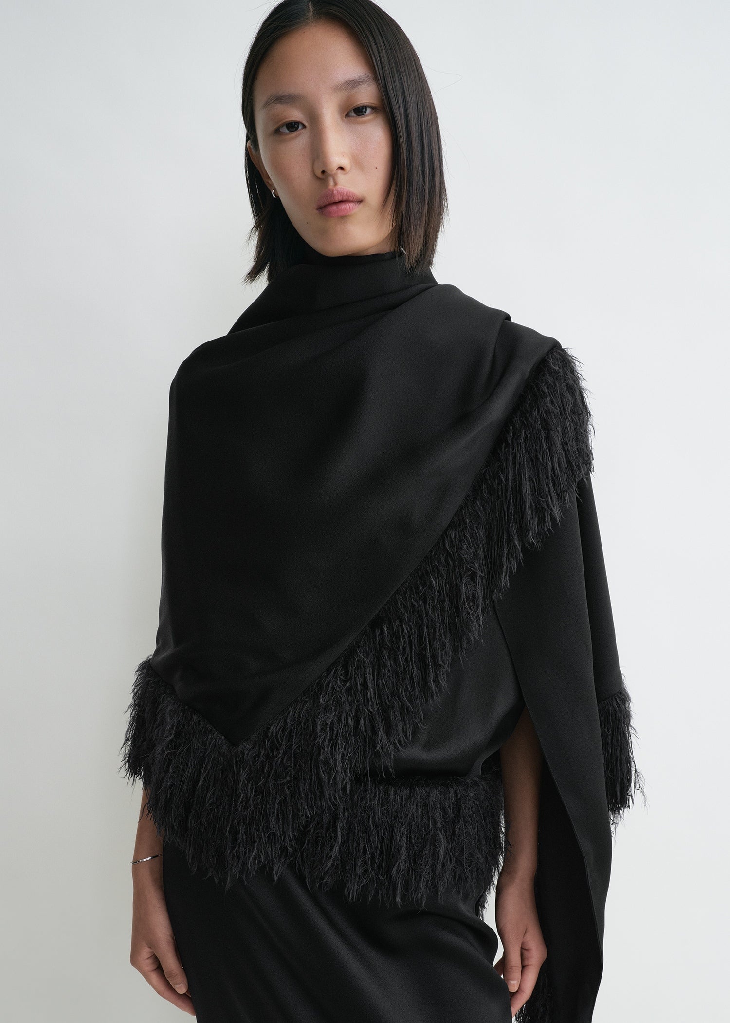 Fringe scarf black - 3