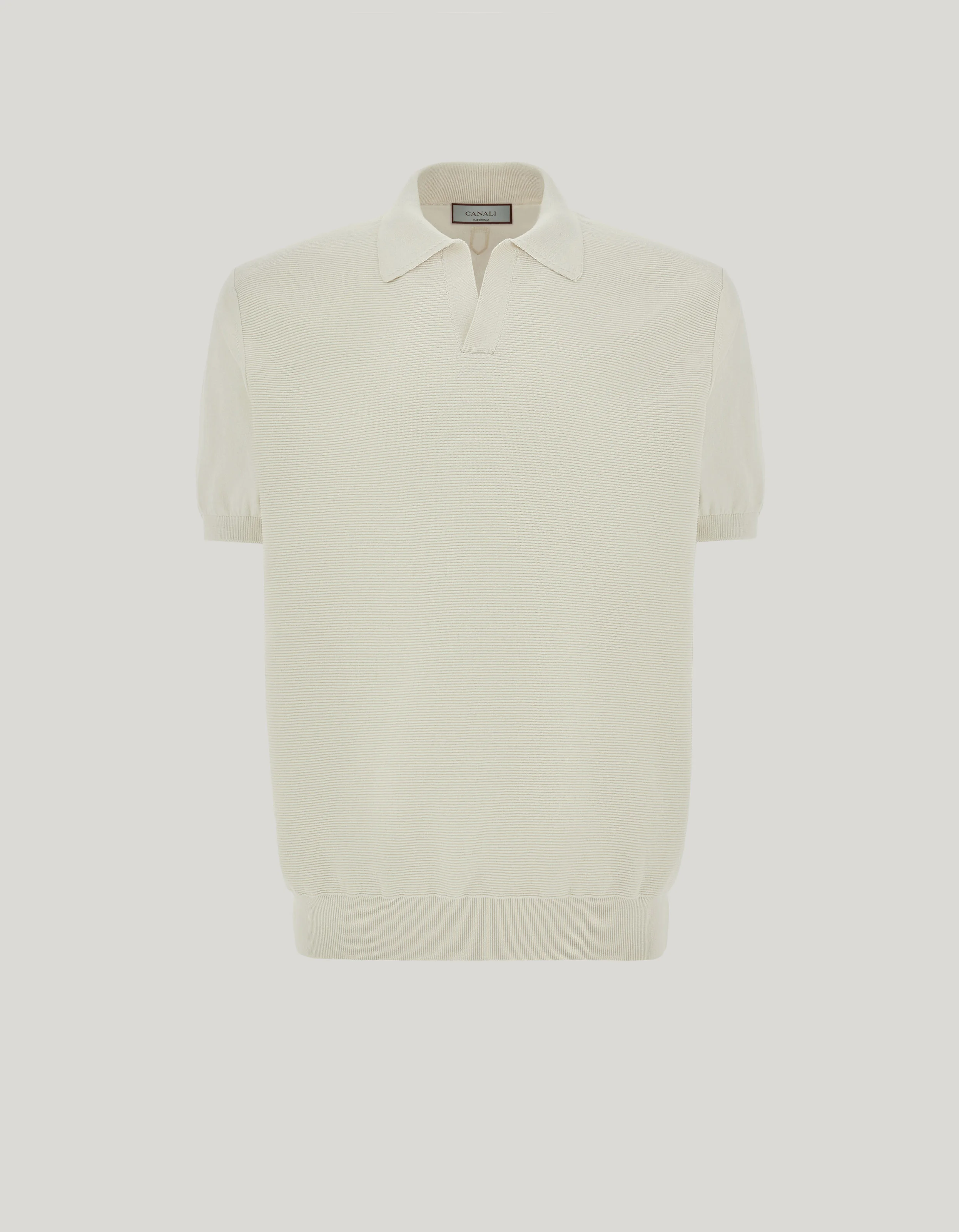 MILK-COLORED COTTON AND SILK REGULAR-FIT POLO SHIRT - 1