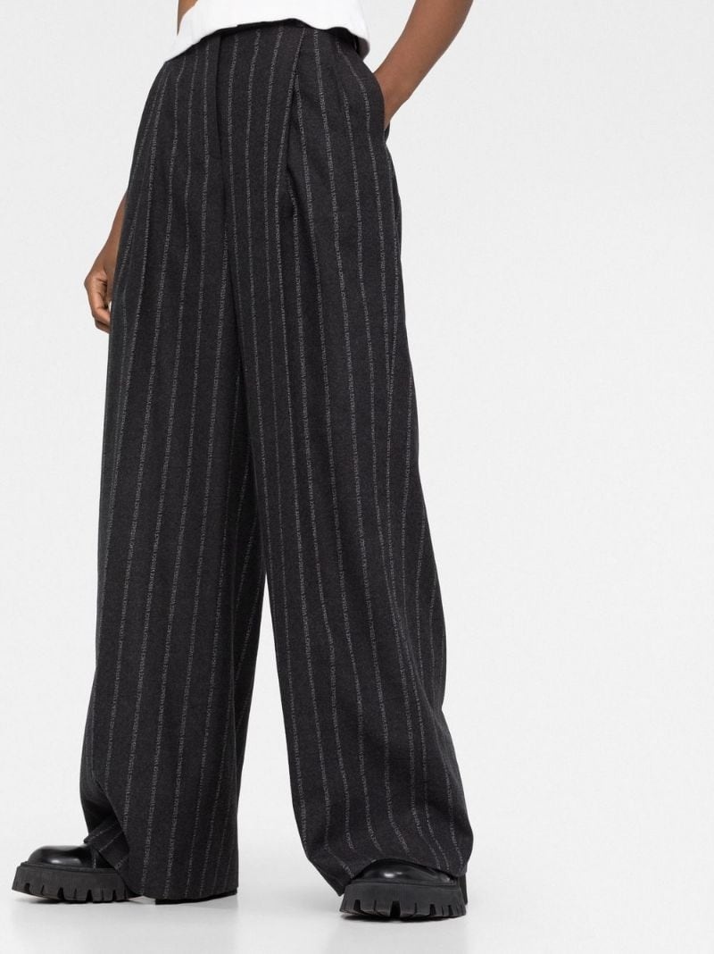logo-pinstripe trousers - 7
