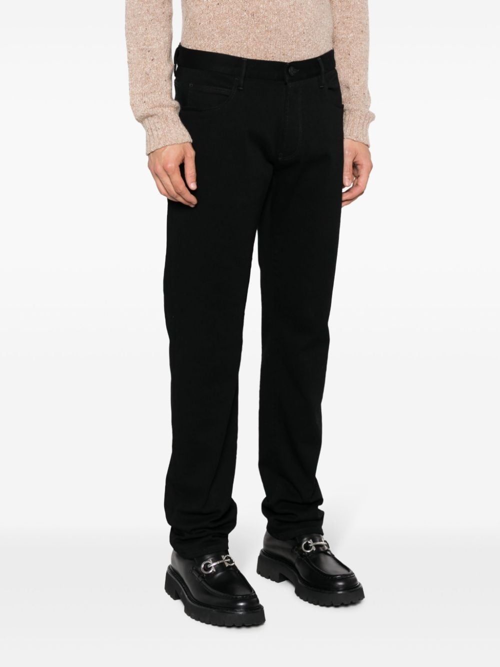 mid-rise cotton straight jeans - 3