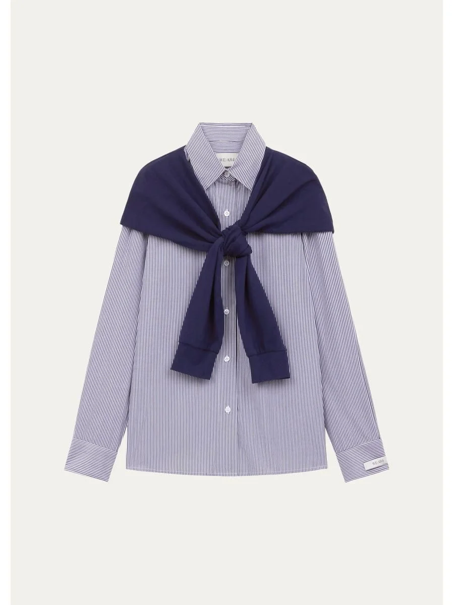 The Sloane Striped Poplin & Pique Shirt - 1