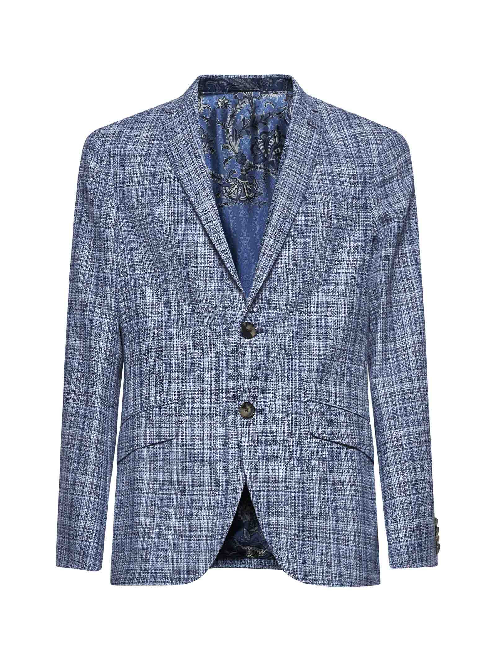 Etro Men Blue Tweed Single-Breasted Blazer - 1