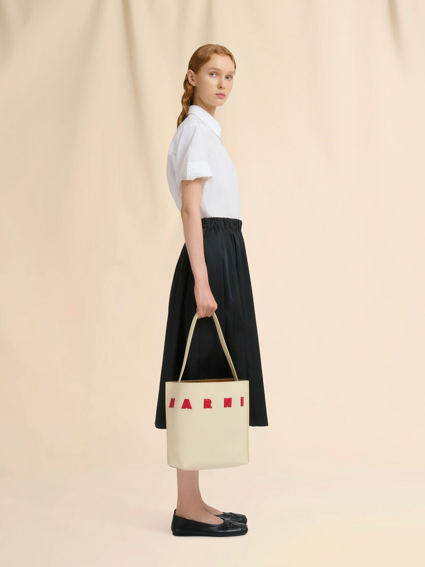 SMALL WHITE LEATHER MUSEO HOBO BAG WITH PATCHES - 2