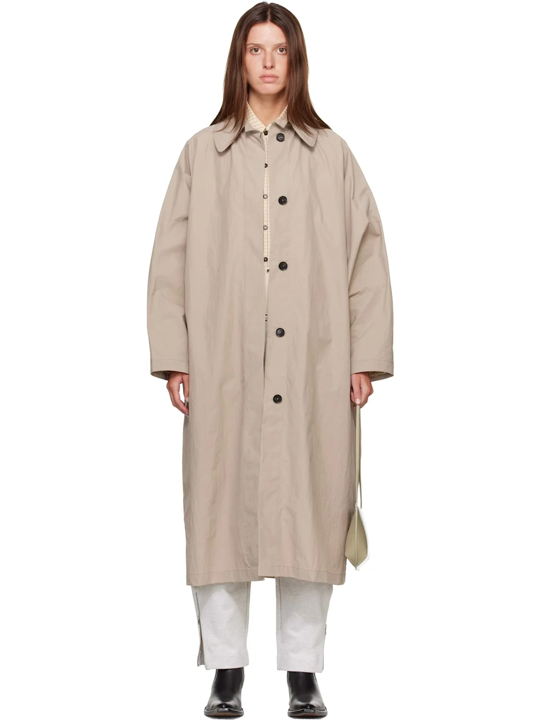 Beige Batwing Trench Coat - 1