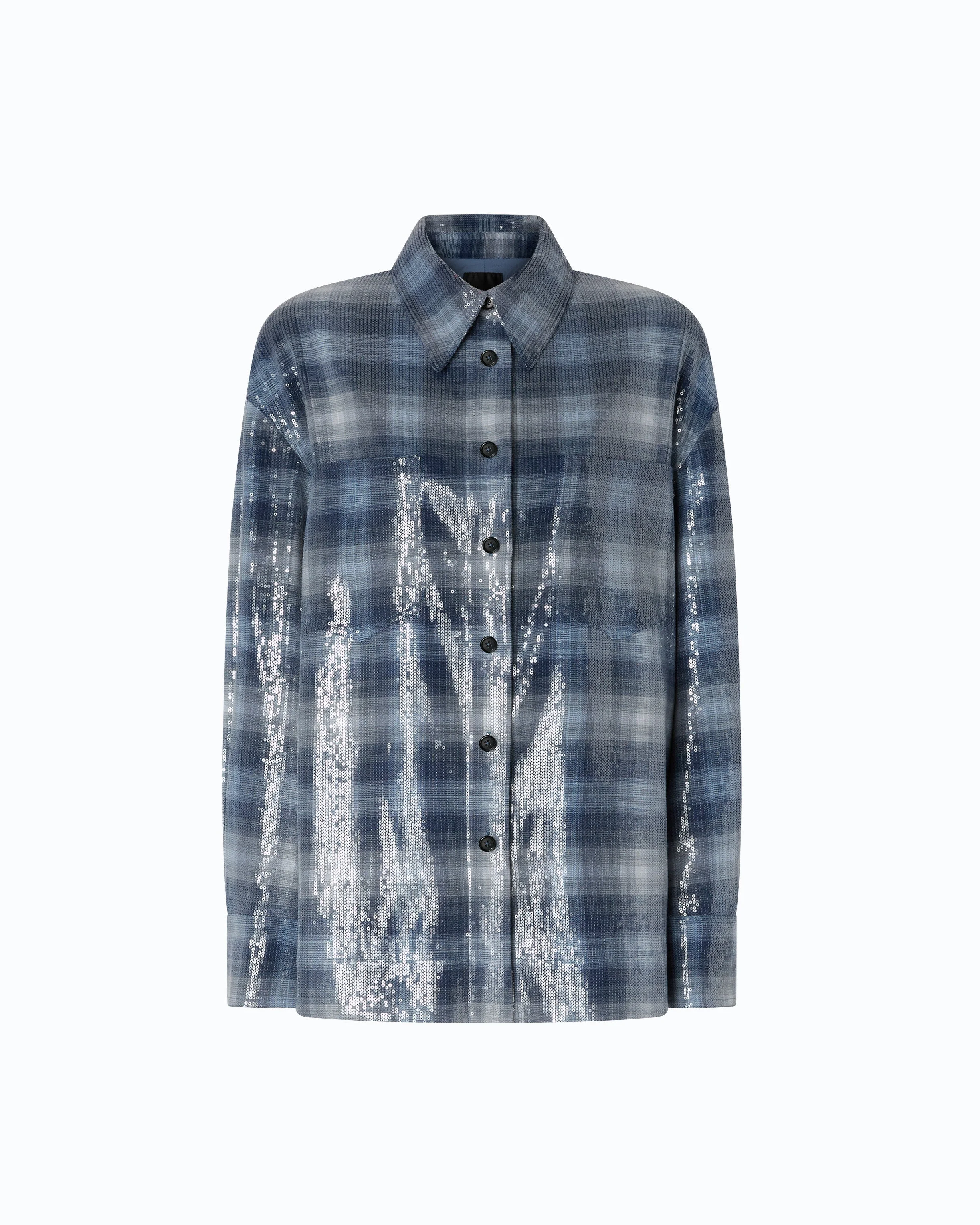 OVERSHIRT WITH CHECK PATTERN AND SEQUINS - 1