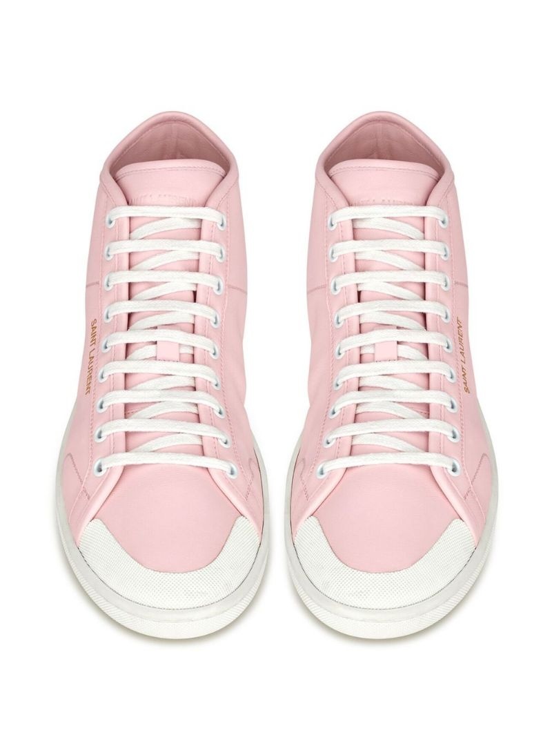 mid-top leather sneakers - 4