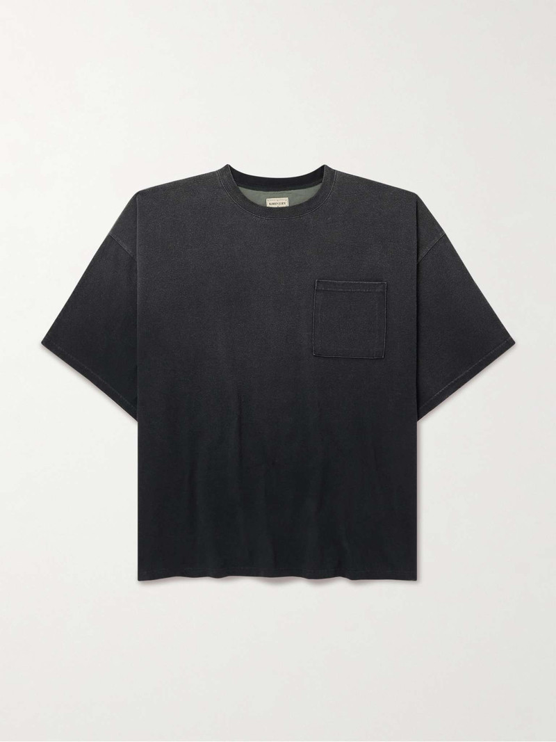 Distressed Printed Two-Tone Cotton-Jersey T-Shirt - 1