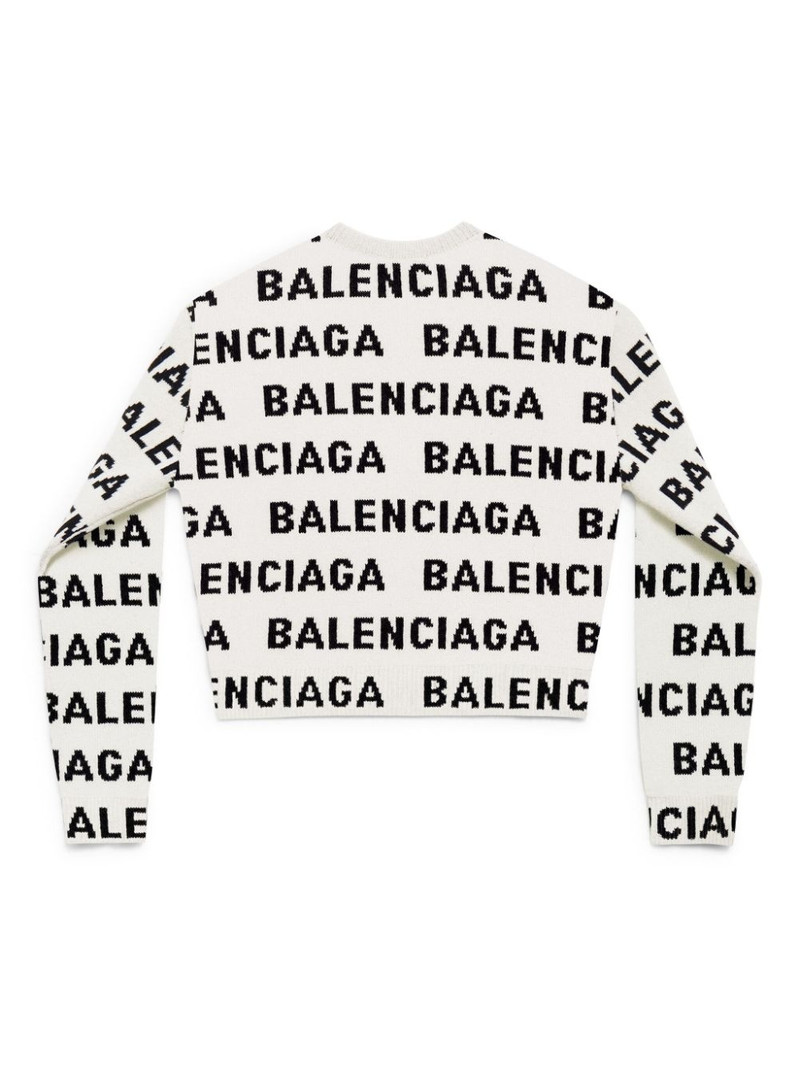 BALENCIAGA intarsia-logo crew-neck jumper outlook