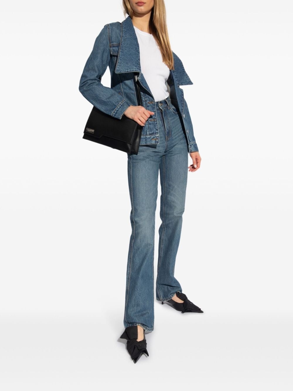 wide-collar denim jacket - 2