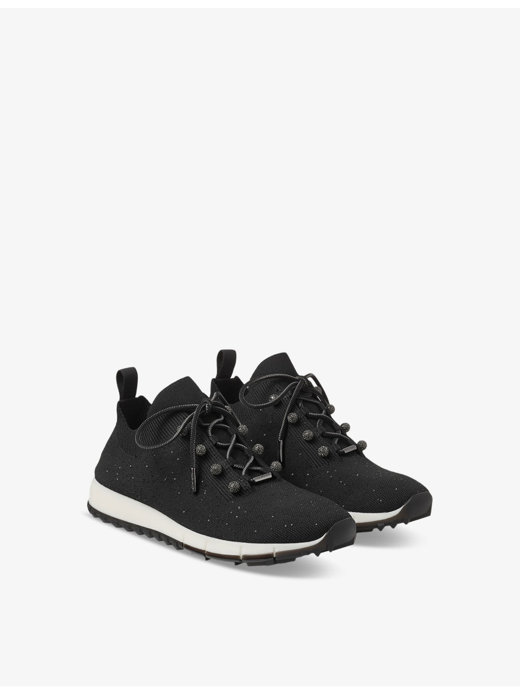 Veles faux sequin-embellished low-top knitted trainers - 3