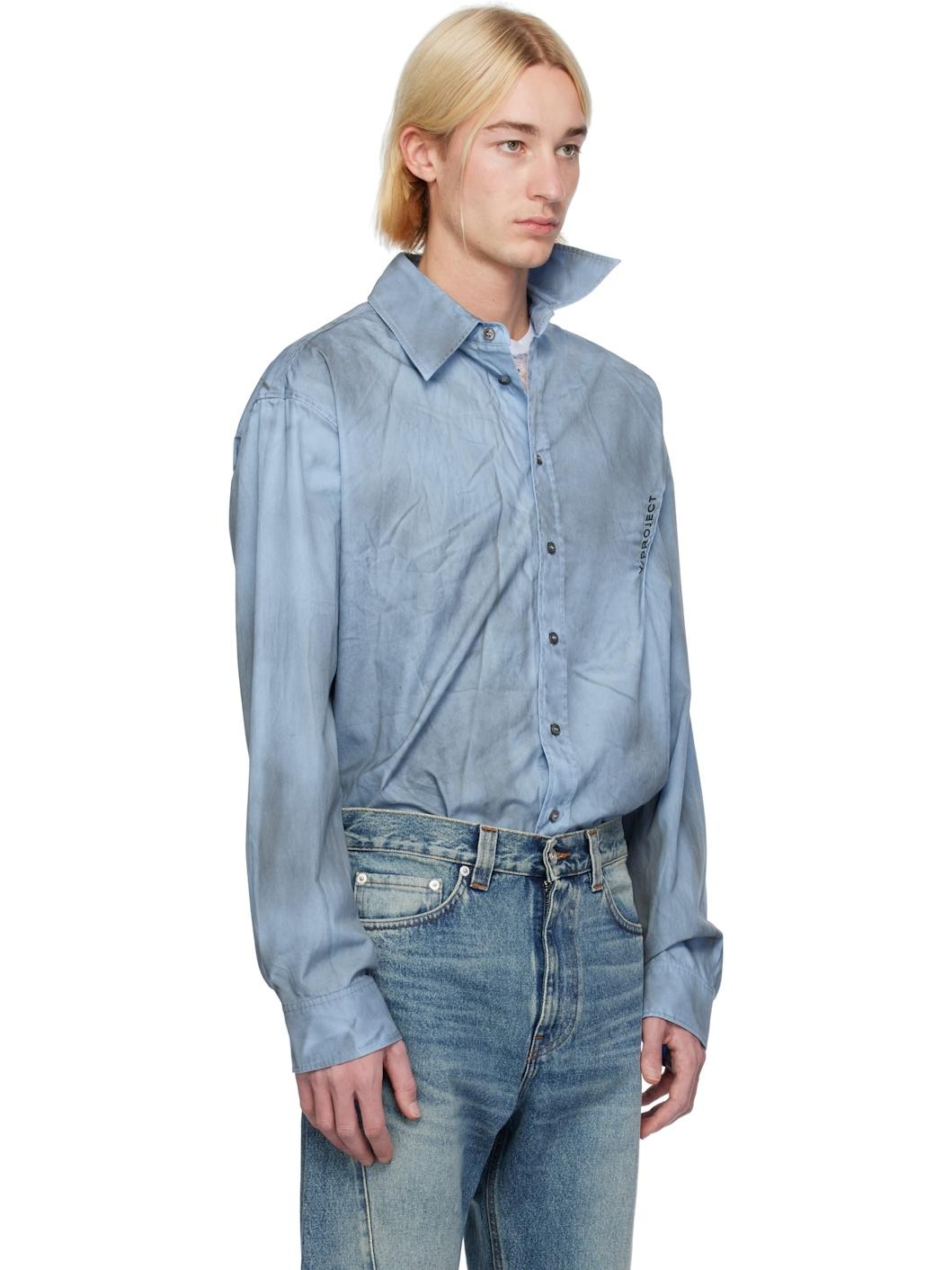 Blue Spray Pinched Logo Shirt - 2