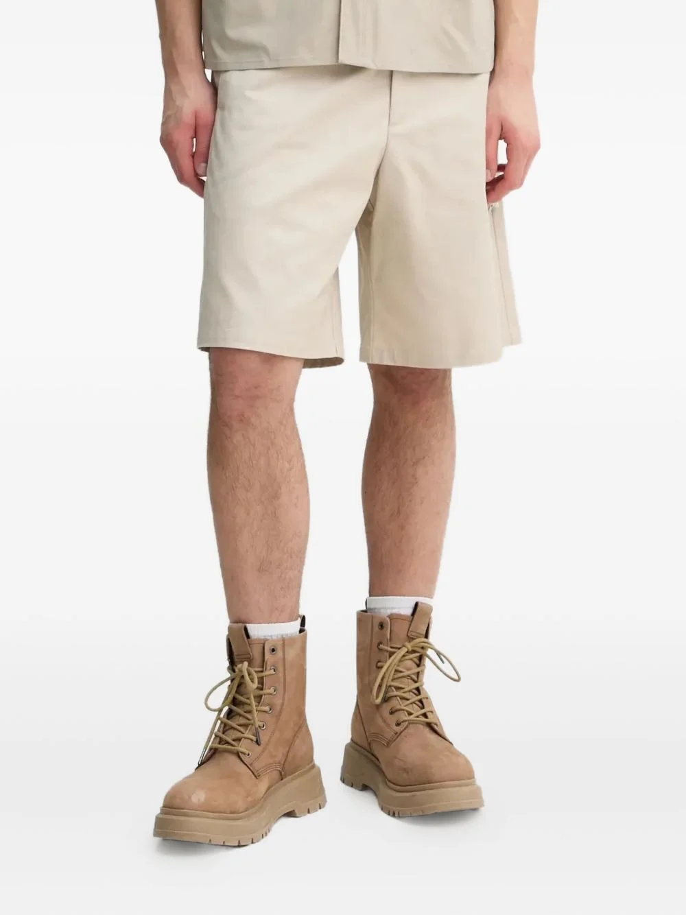 welt-pockets flat-front shorts - 1