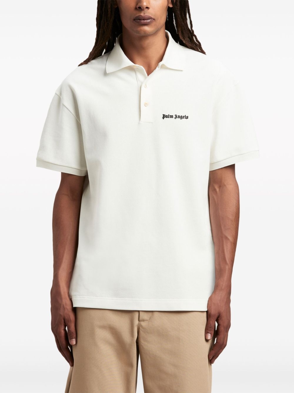 logo-print cotton polo shirt - 3