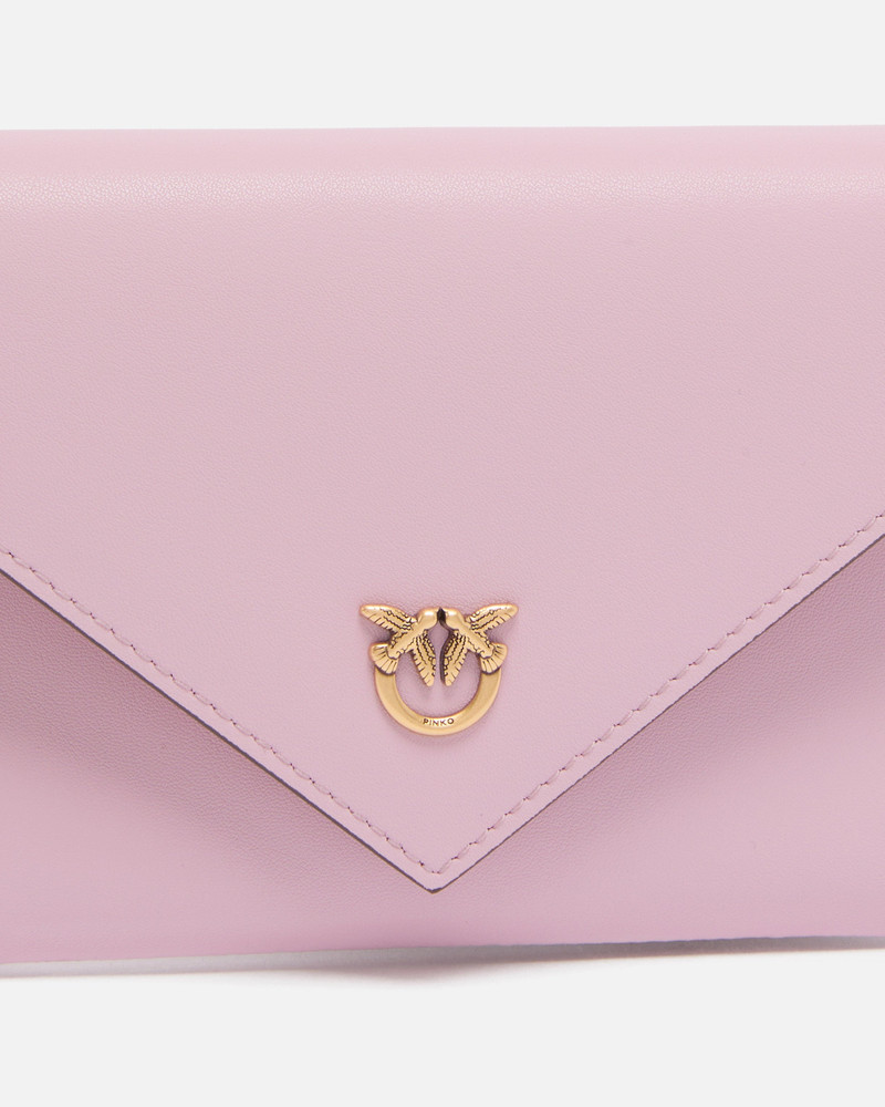 SMALL SMOOTH LEATHER ENVELOPE CLUTCH BAG WITH LOVE BIRDS LOGO 3
