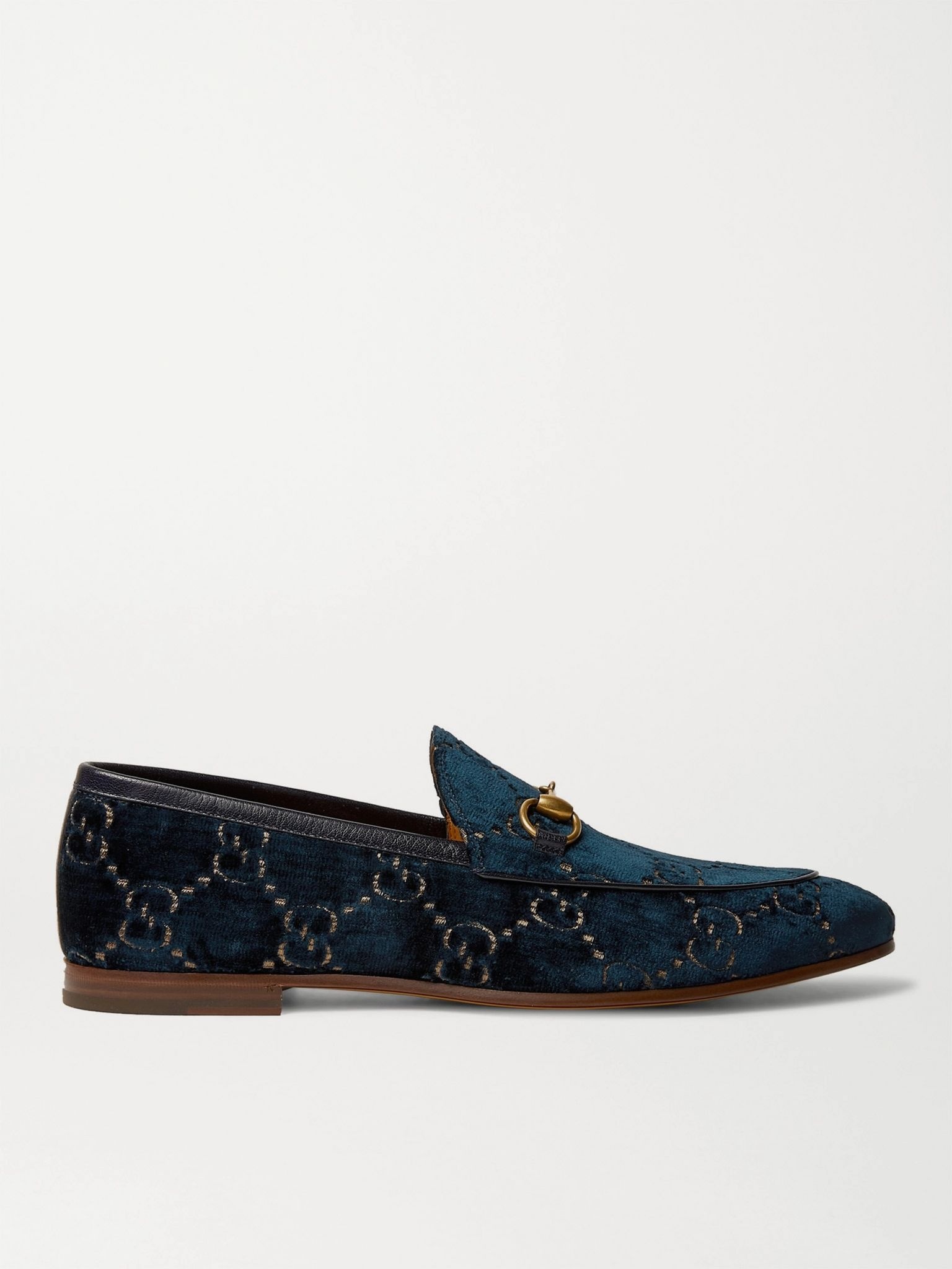 New Jordaan Horsebit Leather-Trimmed Logo-Embroidered Velvet Loafers - 1