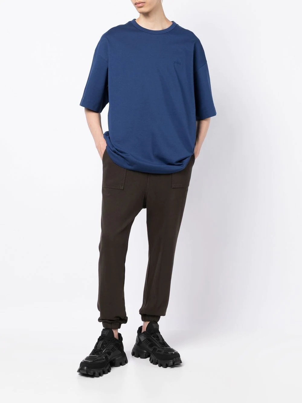 elasticated-waist cotton track pants - 2