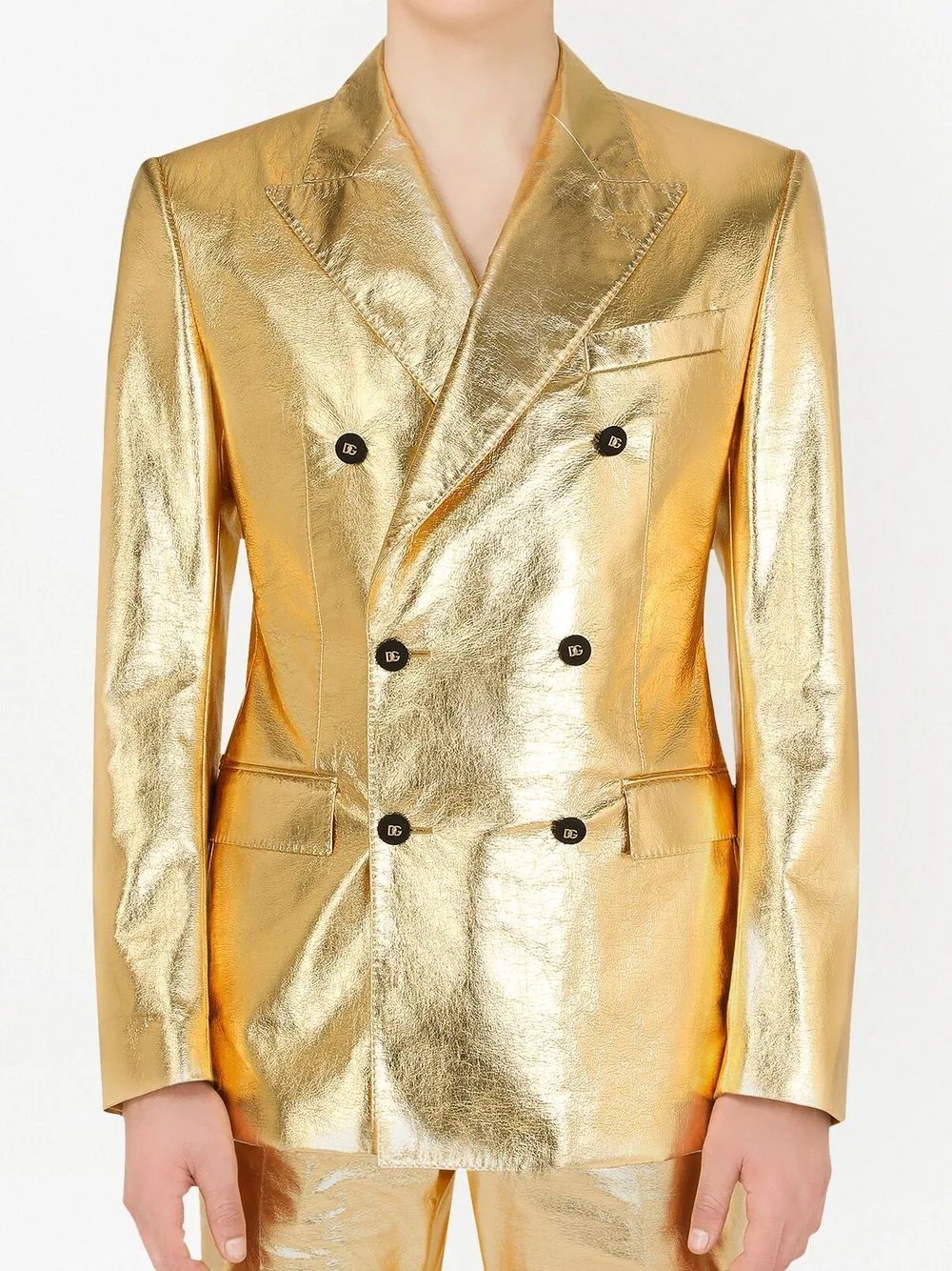 metallic double-breasted blazer - 5