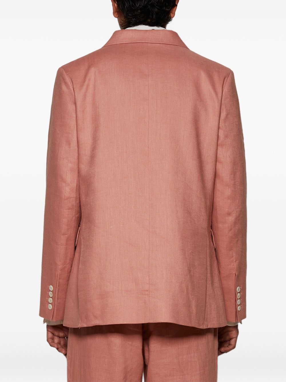 double-breasted linen jacket - 5