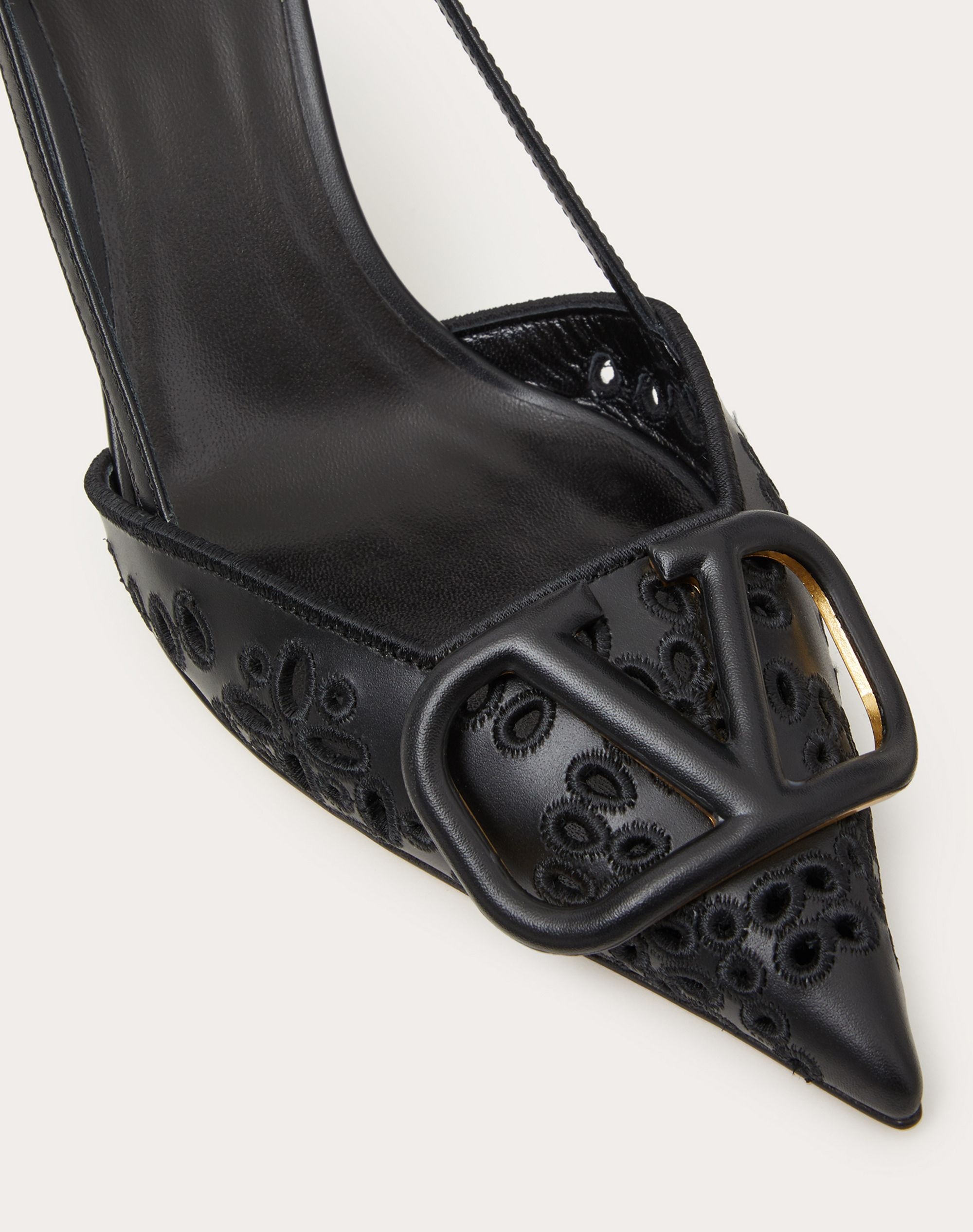 VLOGO SIGNATURE CALFSKIN SLINGBACK PUMP WITH SAN GALLO EMBROIDERY 80 MM - 5
