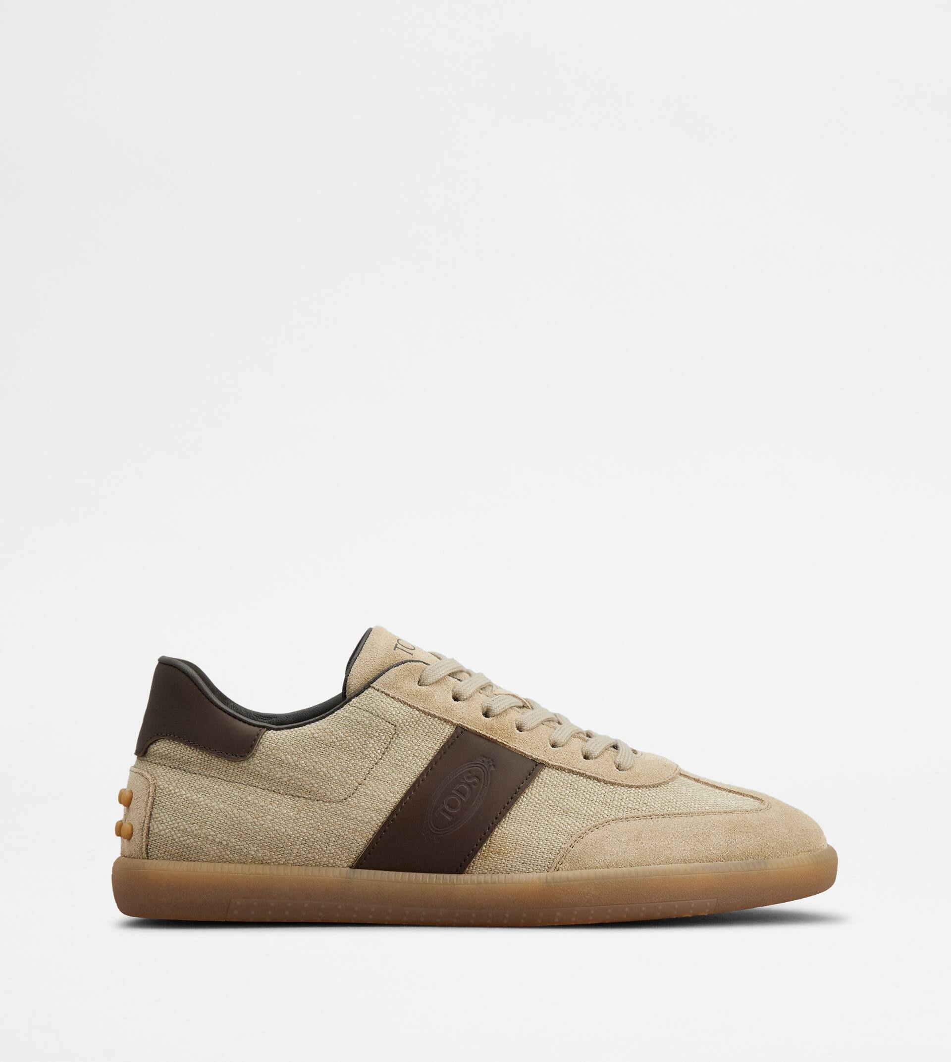 TOD'S TABS SNEAKERS IN FABRIC E SUEDE - BEIGE, BROWN - 1