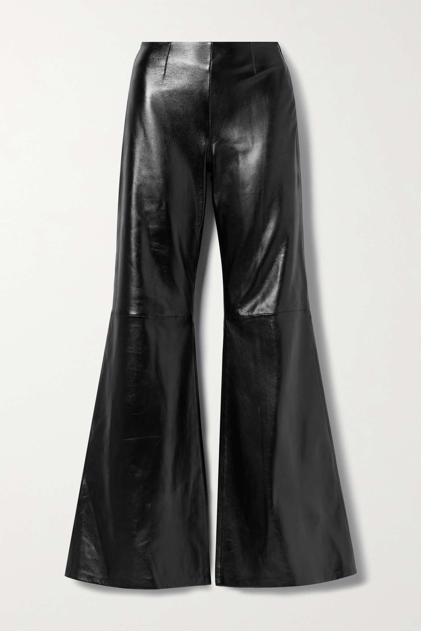Glossed-leather flared pants - 1