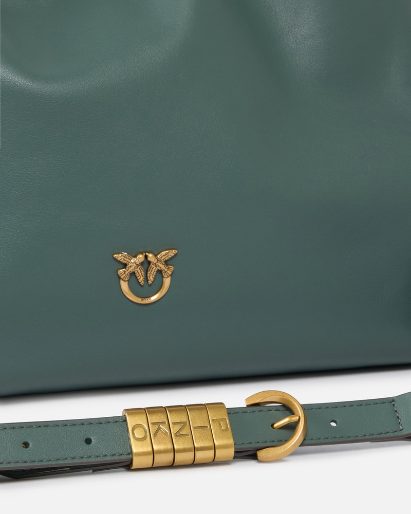LARGE SHOULDER CLUTCH IN LEATHER WITH LOVE BIRDS LOGO 3