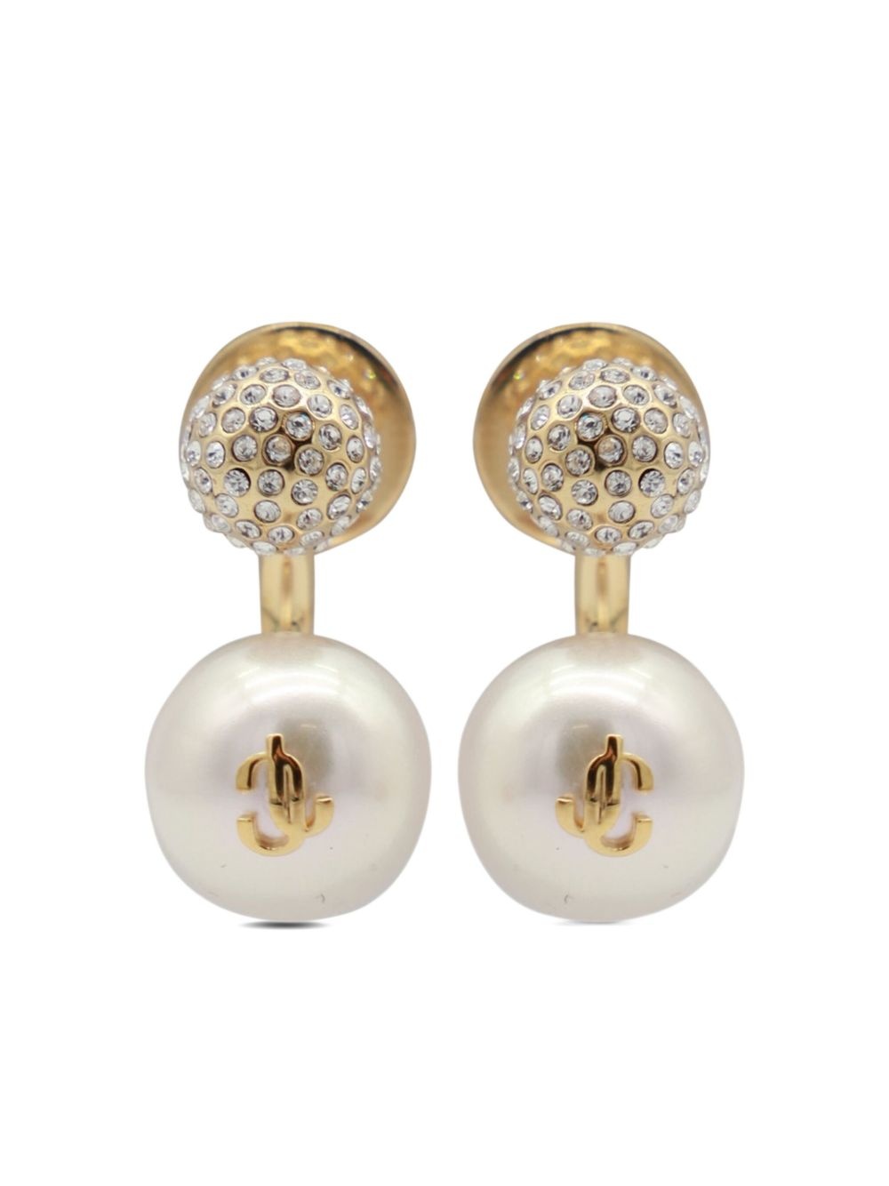 crystal-embellished pearl earrings - 2