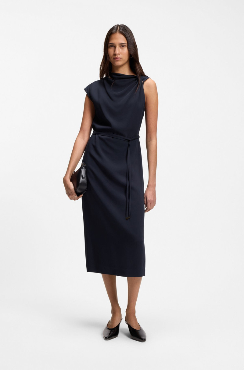 BOSS MIDI-LENGTH DRESS WITH GATHERED SHOULDER DETAIL outlook