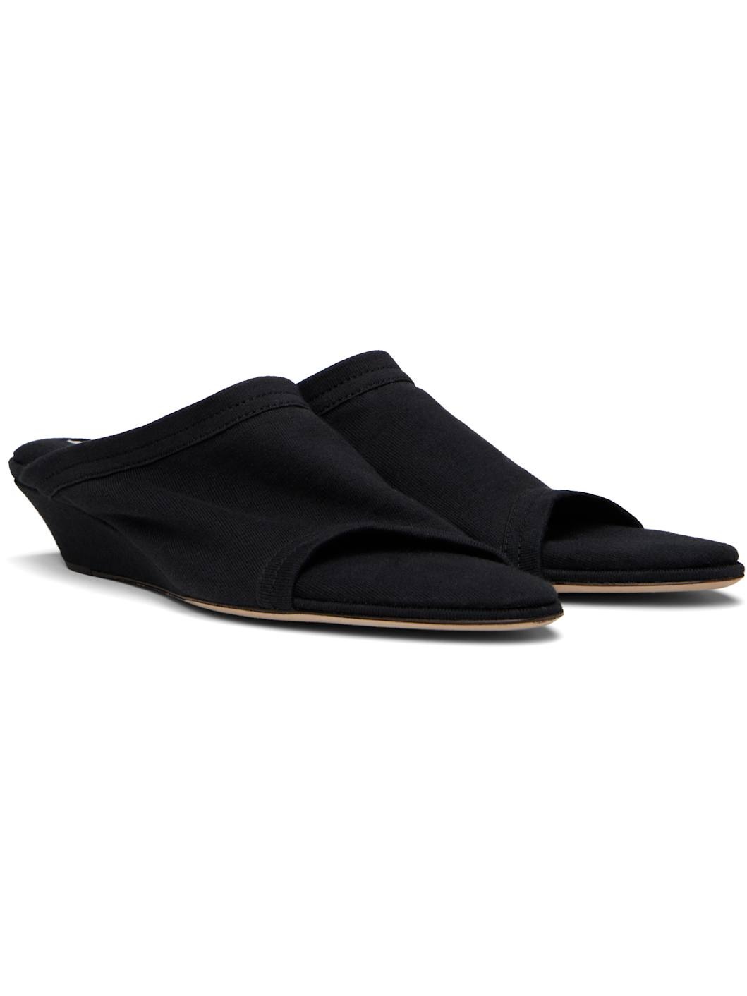Black 25mm Stretch Flat Mules - 4