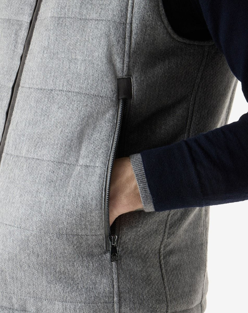Grey micropatterned silk and cashmere waistcoat 5