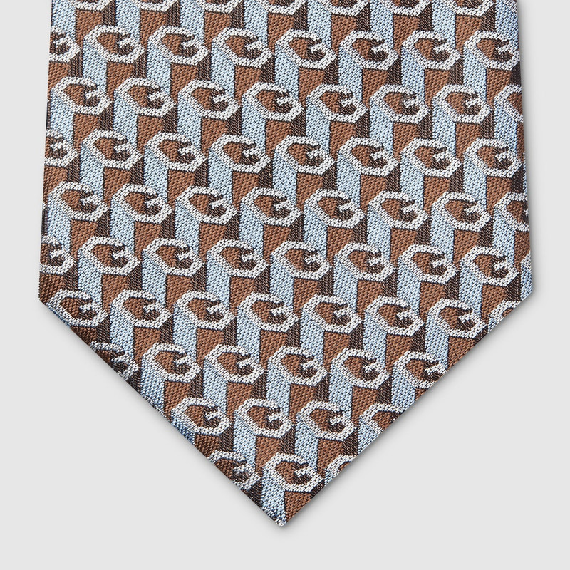 Geometric G silk jacquard tie 4
