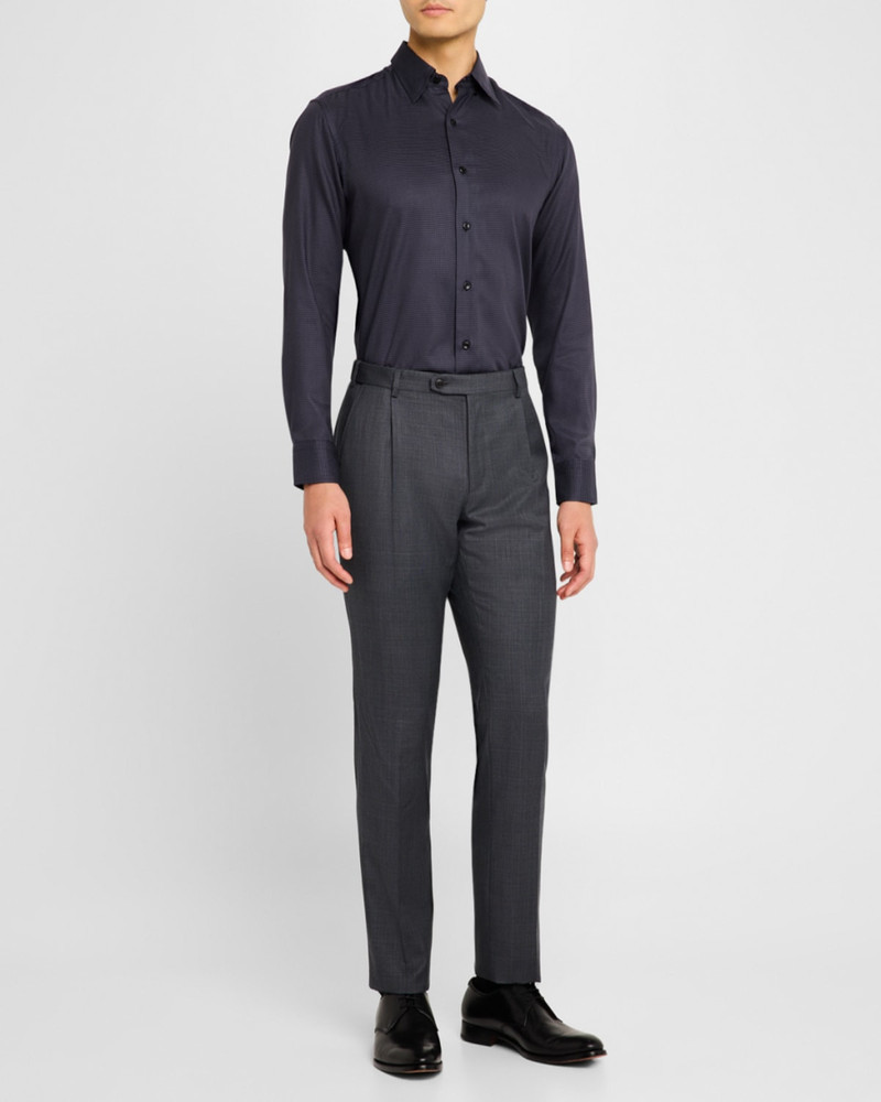 Brioni 남자의 면 Houndstooth 스포츠 셔츠 outlook
