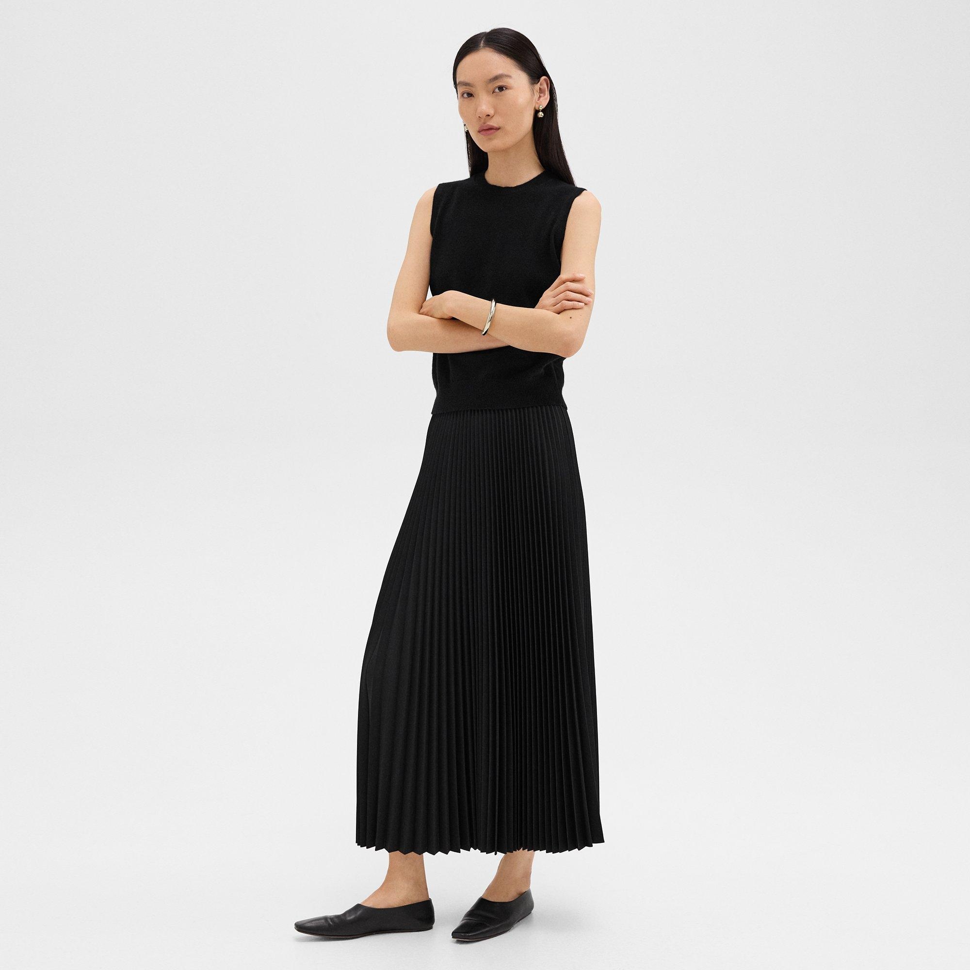Pleated Pull-On Skirt in Stretch Wool-Blend - 3