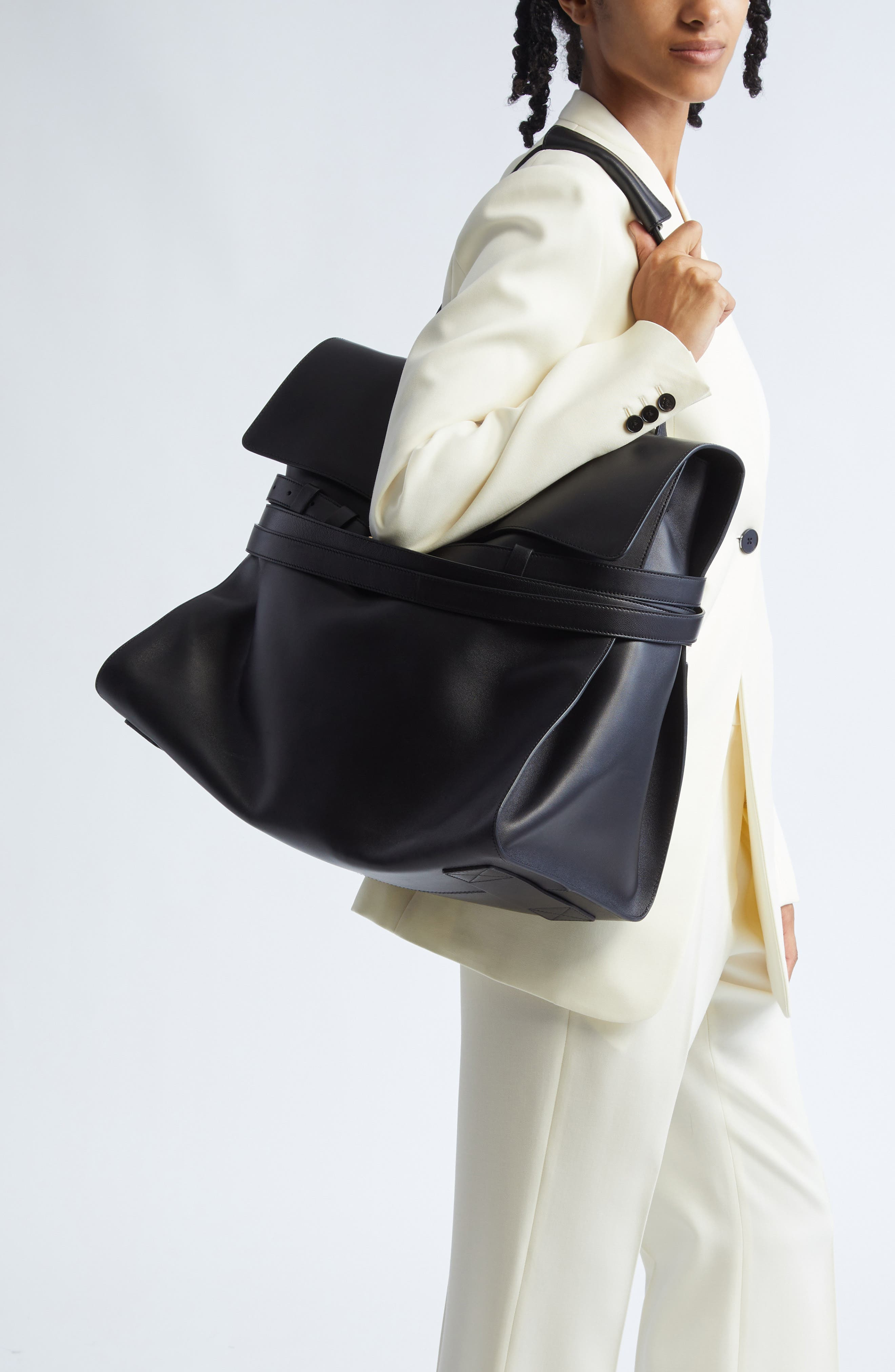 Moschino Jumbo Tie Me Leather Tote in Black at Nordstrom - 2