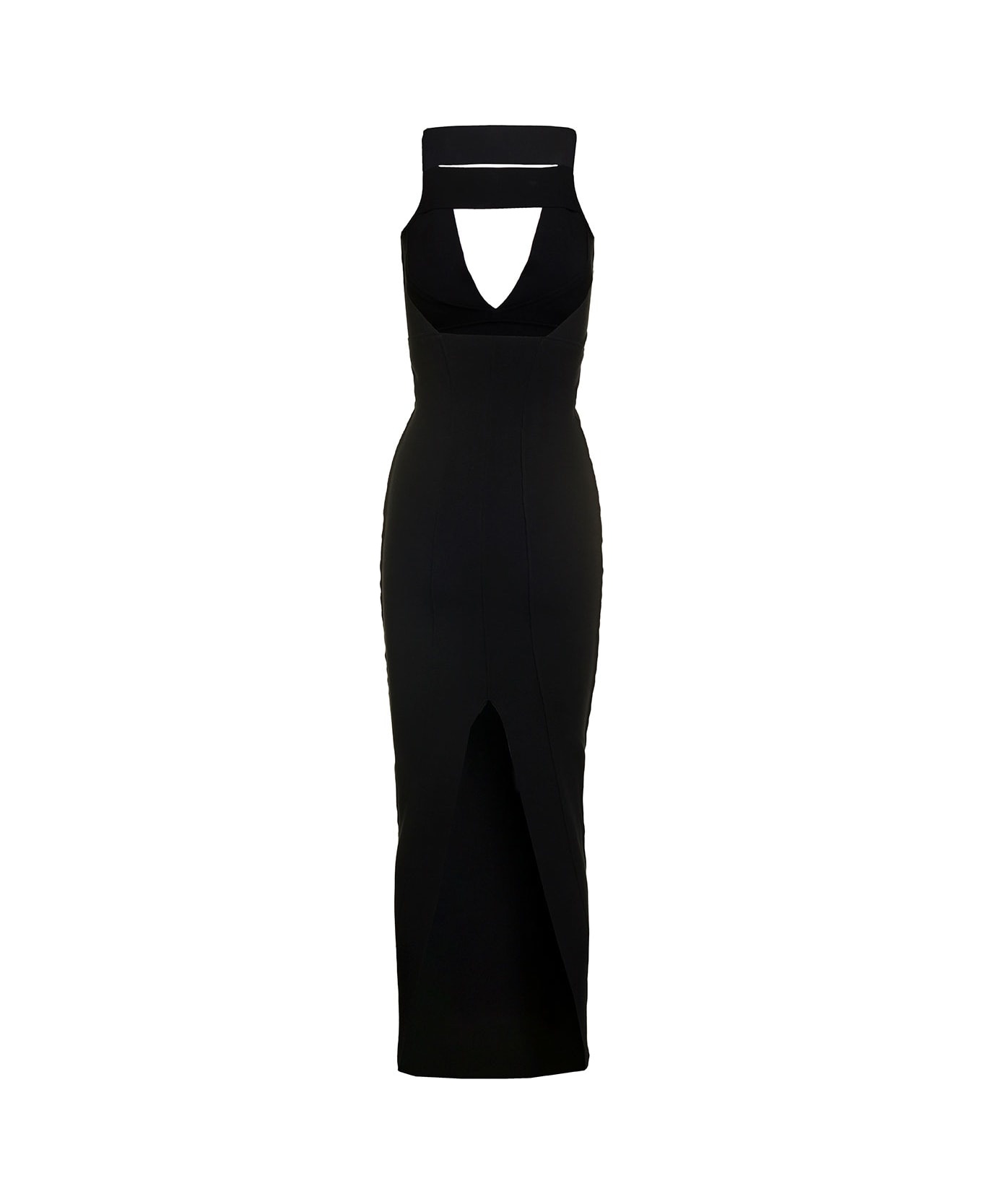 Maxi Black Dress With Cut-out In Viscose Blend Woman - 2