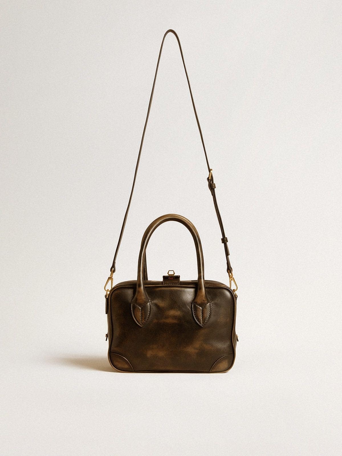 Vita Bag in black distressed leather with gold details - 5