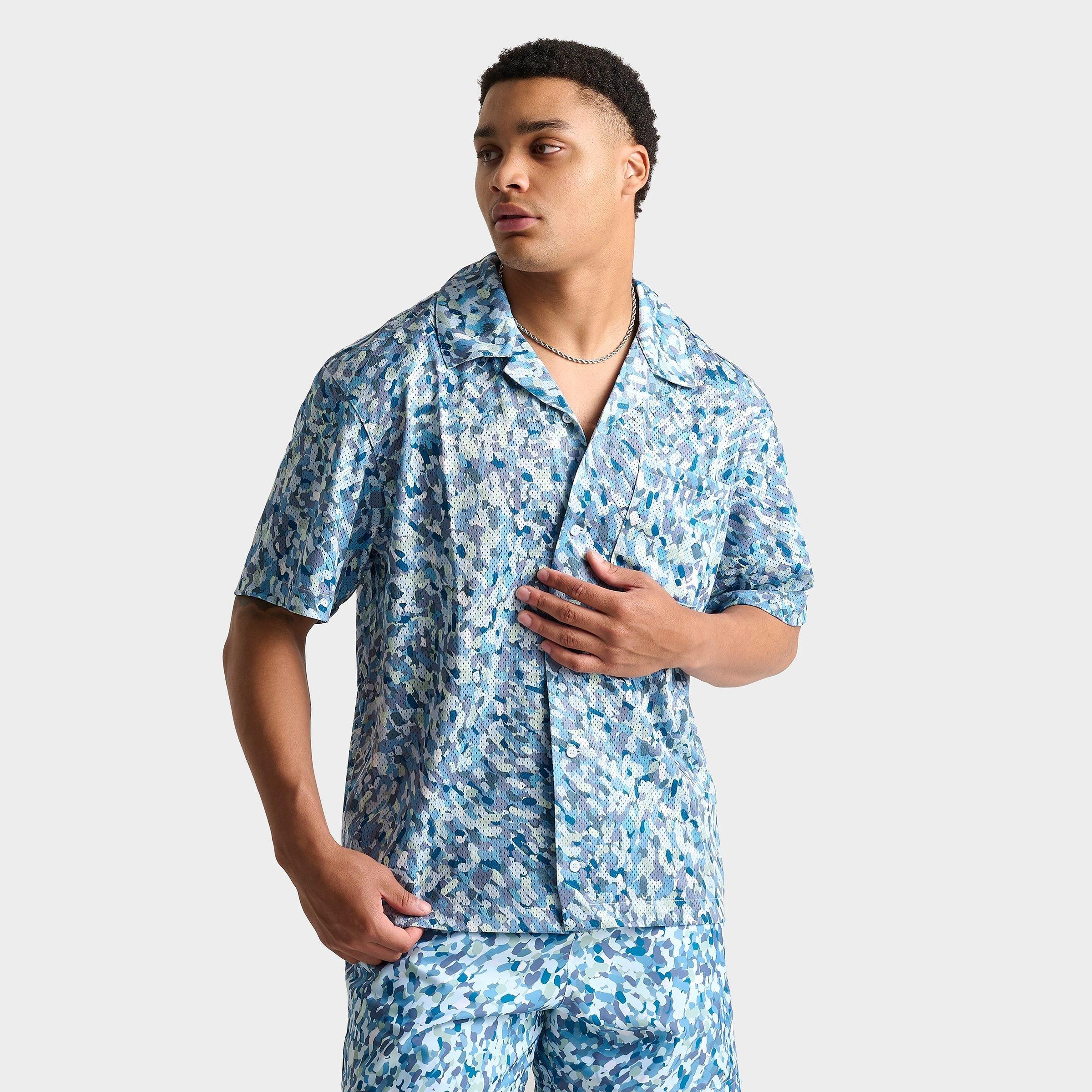 MEN'S JORDAN ESSENTIALS ALLOVER PRINT BUTTON-DOWN POOLSIDE TOP - 1