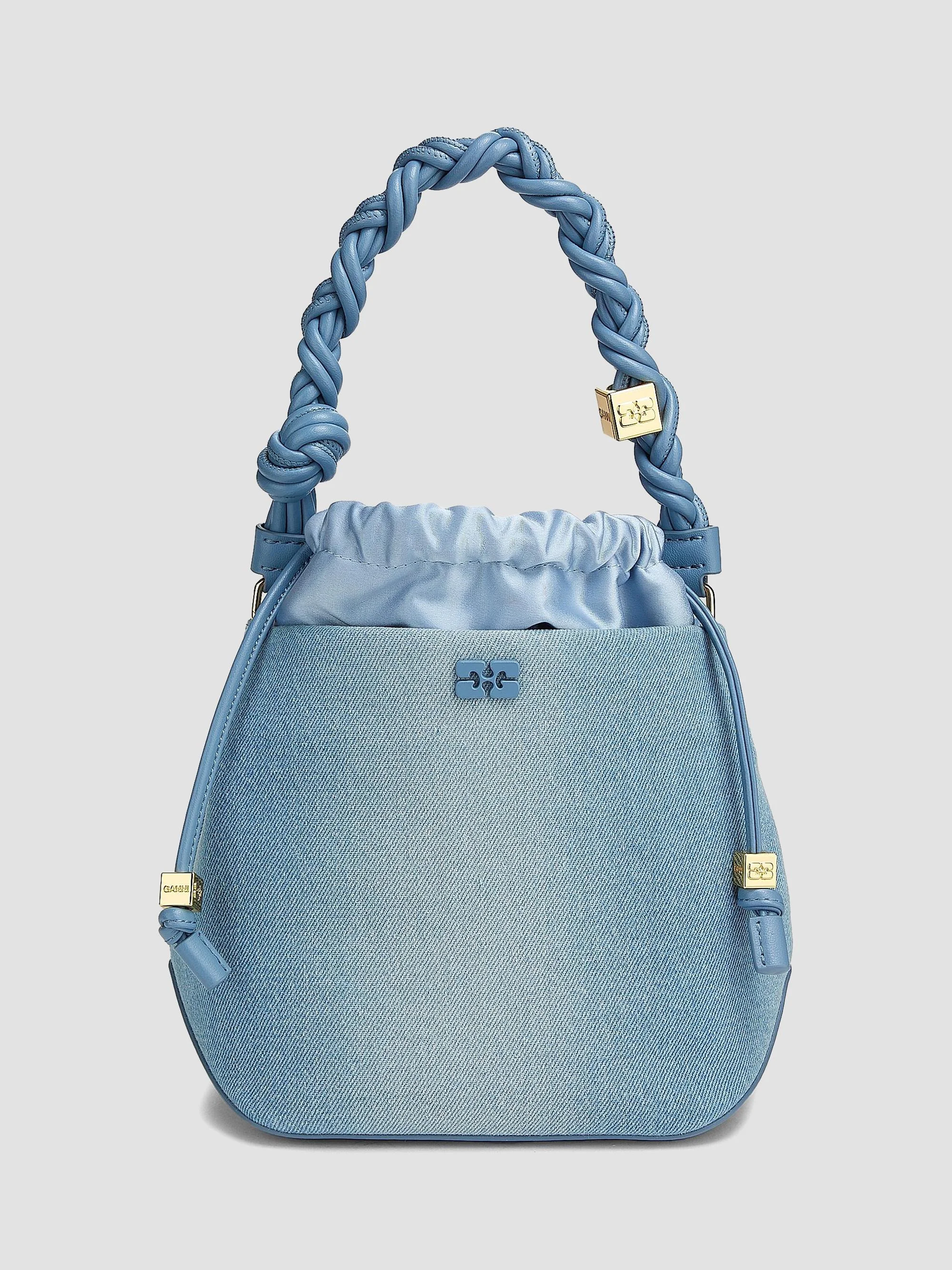 Women's Bou Charm-Embellished Denim Bucket Bag - Faded Denim - 1