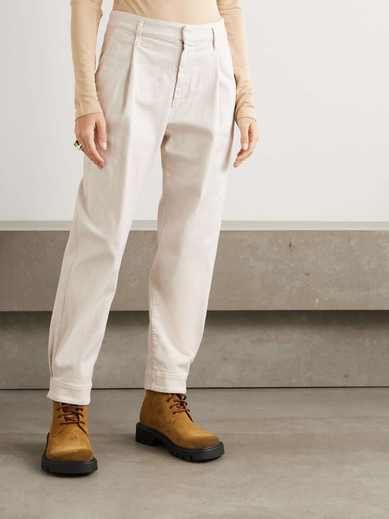 Pleated cotton-blend twill tapered pants 3