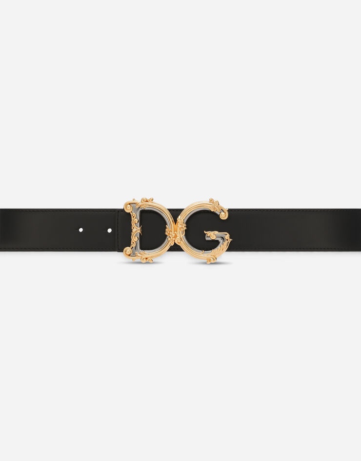 Leather belt with baroque DG logo - 3