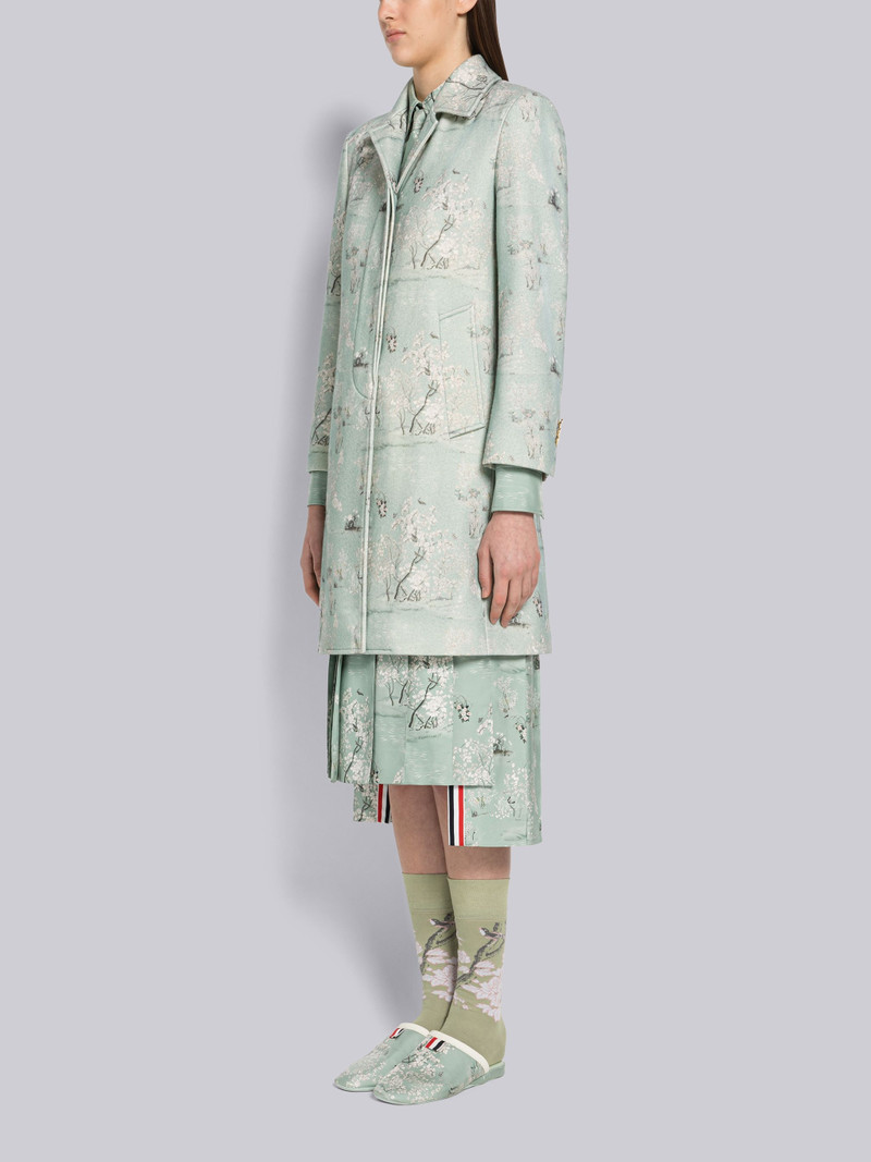 Thom Browne Toile Silk Twill Bal Collar Overcoat outlook