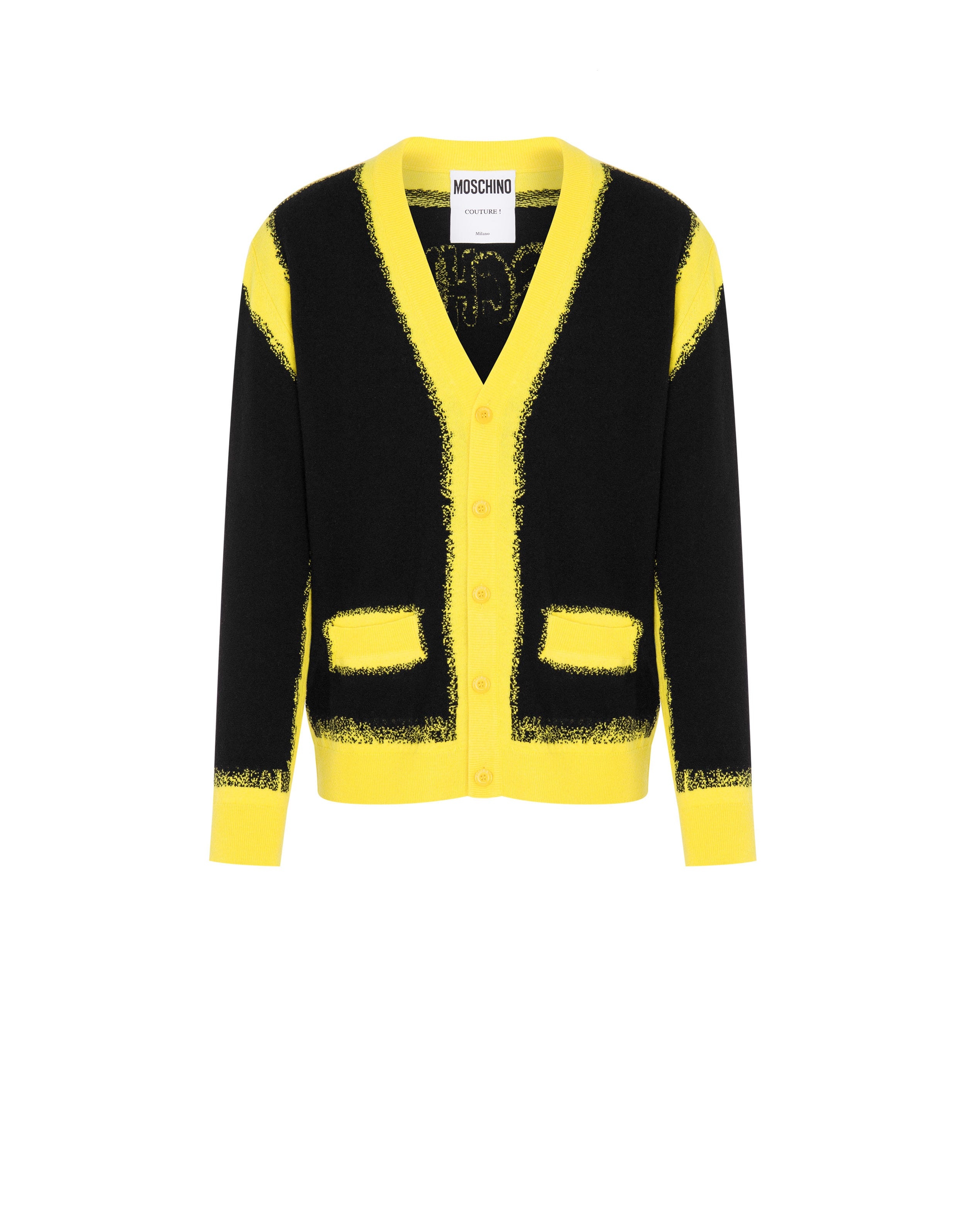 MOSCHINO PAINT WOOL AND CASHMERE CARDIGAN - 9