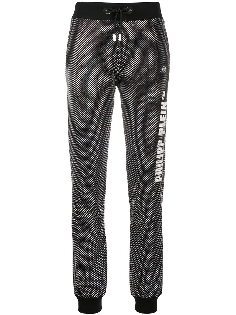 glitter-effect slim-fit trousers 1
