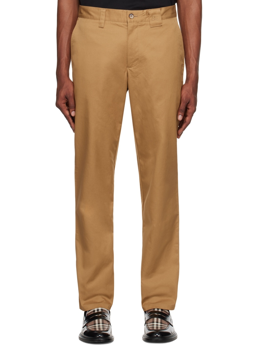 Tan Embroidered Trousers - 1