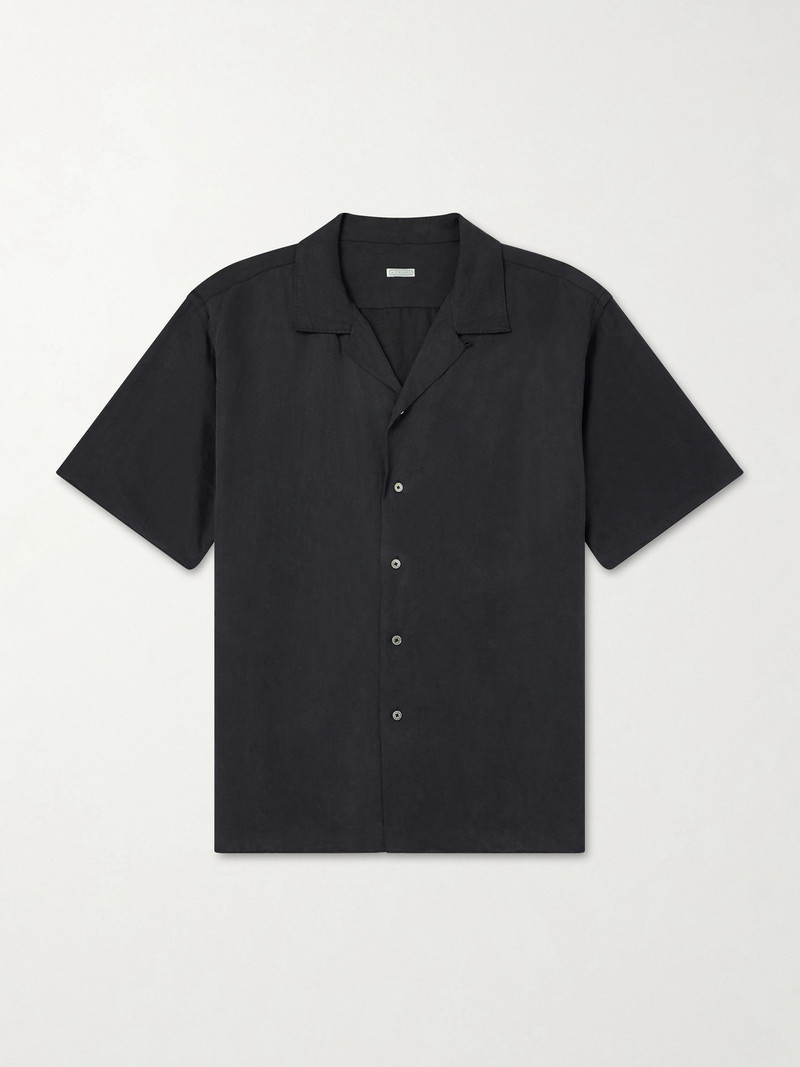 Convertible-Collar Silk and Linen-Blend Shirt 1