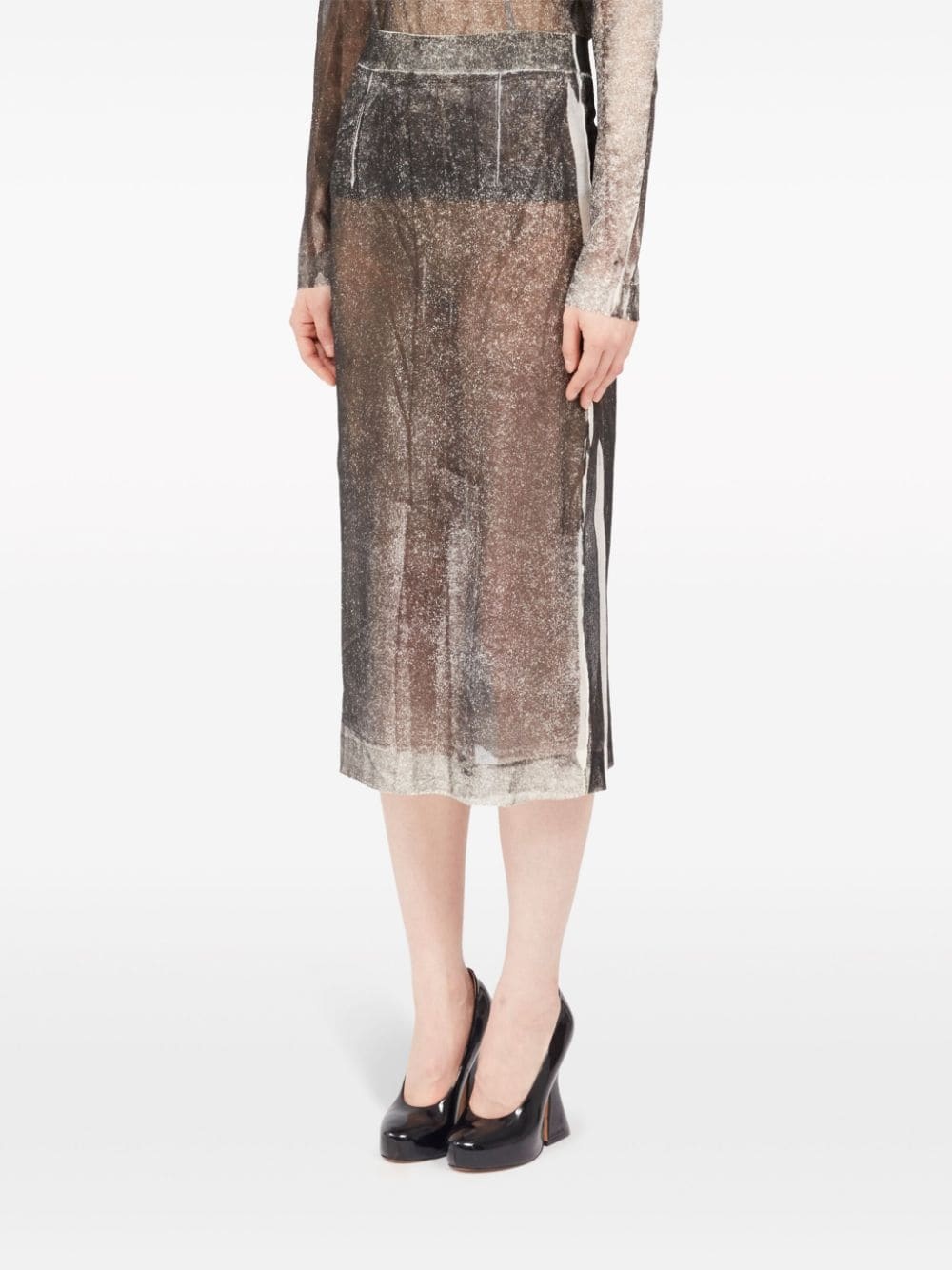 Serigraphic-print silk skirt - 4